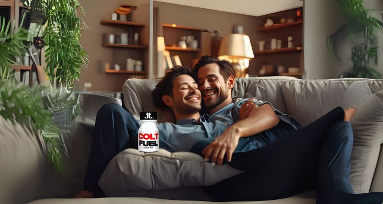 Botella de popper cerca de una pareja